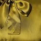 Green Ascot Collar Long Sleeves Blouse Top