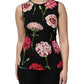Black Floral Print Sleeveless Tank Blouse Top