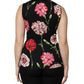Black Floral Print Sleeveless Tank Blouse Top