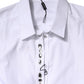 White Rhinestone Embellish Long Sleeves Top