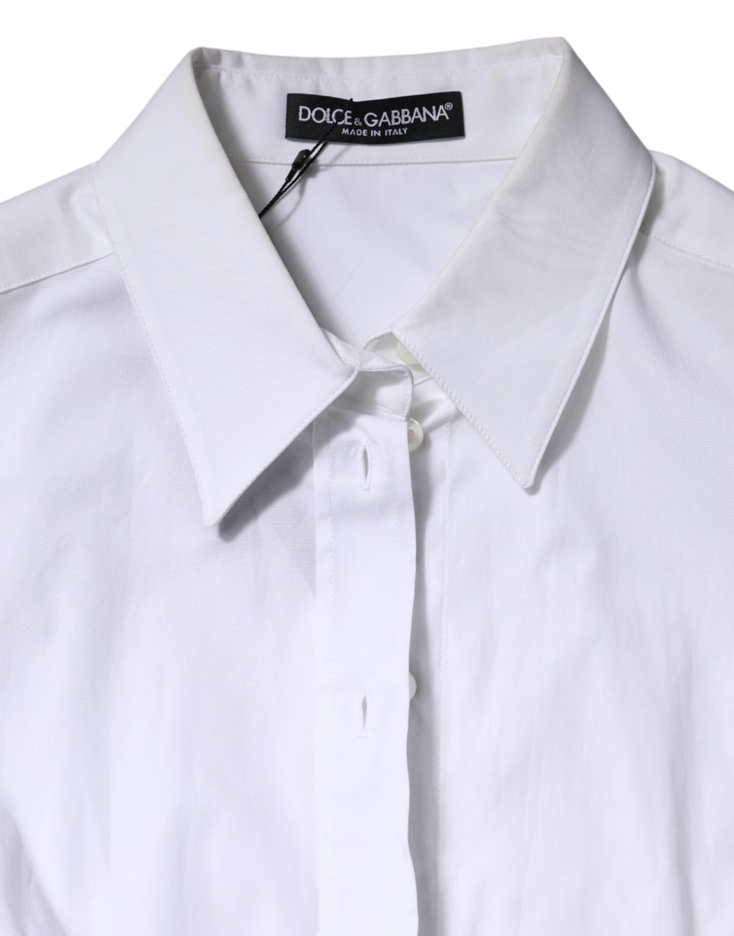White Cotton Collared Long Sleeves Blouse Top