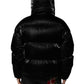 Black Logo Full Zip Hooded Quilted Jacket
