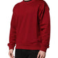 Red Embossed Logo Cotton Crew Neck Sweater