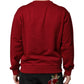 Red Embossed Logo Cotton Crew Neck Sweater