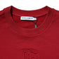Red Embossed Logo Cotton Crew Neck Sweater