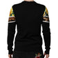Black Silk Floral Crew Neck Pullover Sweater
