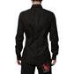 Black Cotton Jacquard GOLD Collar Dress Shirt