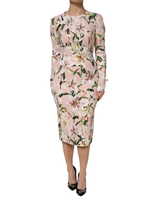 Pink Lily Viscose Sheath Stretch Midi Dress