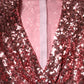 Pink Sequin Statement Nylon Midi V-Neck Dress