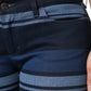 Blue Striped Cotton Stretch Denim Jeans