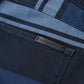 Blue Striped Cotton Stretch Denim Jeans