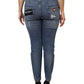 Blue Tattered Cotton Low Waist Denim Jeans