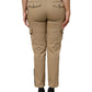 Brown Cotton Cargo Tapered Pants