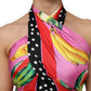 Multicolor Halter Party Evening Cropped Top