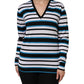 Multicolor Stripes Long Sleeves V-neck Top