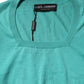 Aqua Blue Silk Short Sleeves Square Neck Top