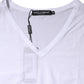 White Cotton Short Sleeves V-Neck Top T-shirt