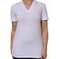 White Cotton Short Sleeves V-Neck Top T-shirt
