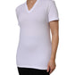 White Cotton Short Sleeves V-Neck Top T-shirt