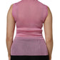 Pink Polyester Sleeveless Round Neck Tank Top