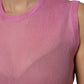 Pink Polyester Sleeveless Round Neck Tank Top