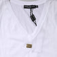 White Cotton Short Sleeve V-Neck Top T-shirt