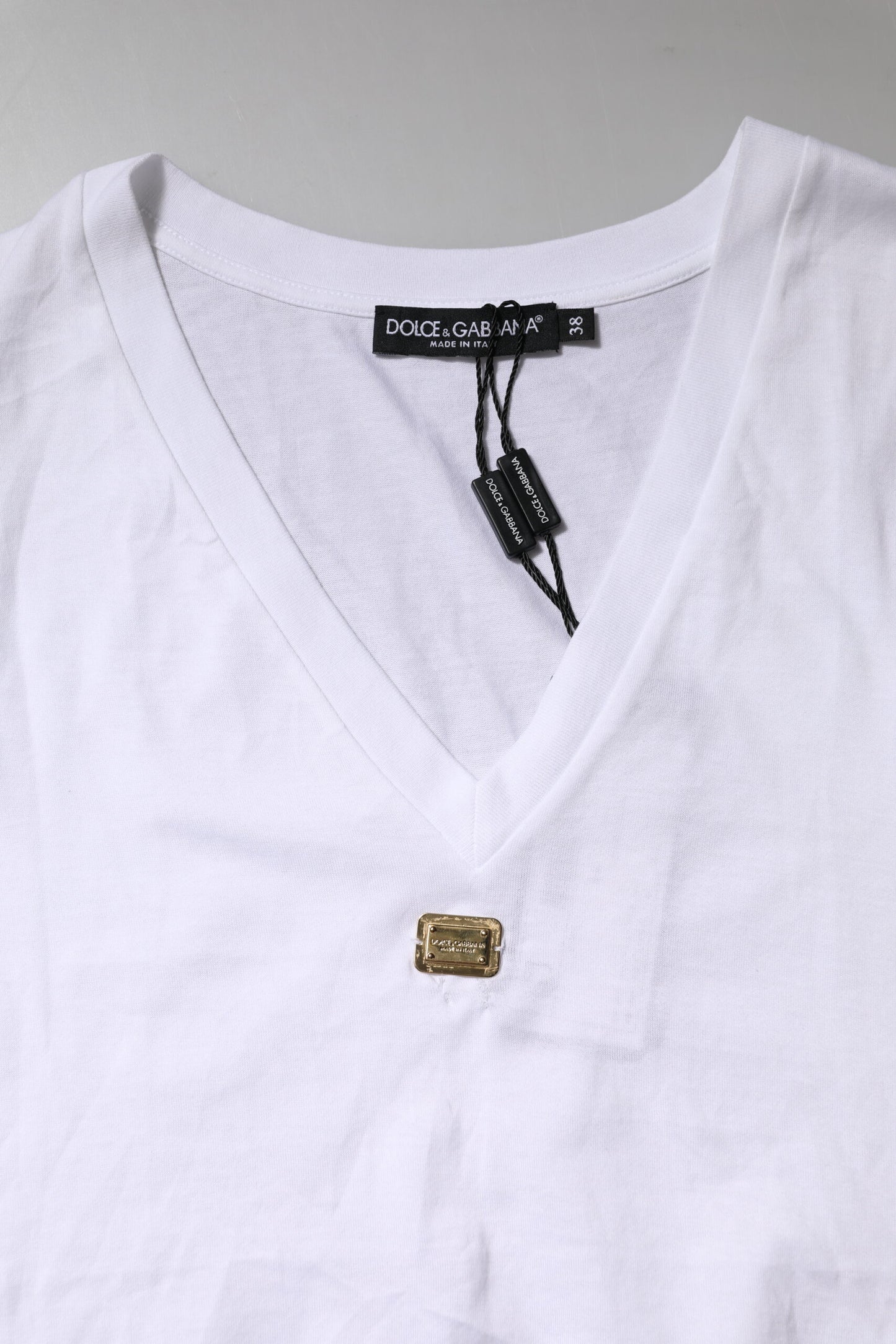 White Cotton Short Sleeve V-Neck Top T-shirt