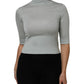 Light Green Silk Turtleneck 3/4 Sleeves Top