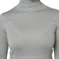 Light Green Silk Turtleneck 3/4 Sleeves Top