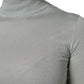 Light Green Silk Turtleneck 3/4 Sleeves Top