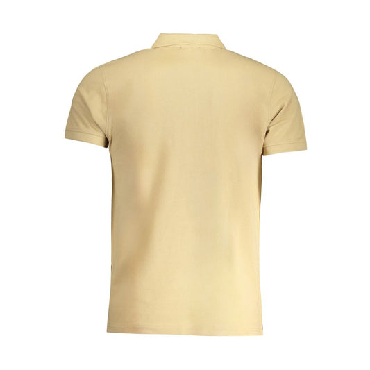 Beige Cotton Men Polo-Shirt