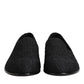 Black Jacquard Slip On Loafers Formal Shoes