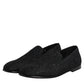 Black Jacquard Slip On Loafers Formal Shoes
