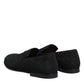Black Jacquard Slip On Loafers Formal Shoes