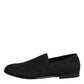 Black Jacquard Slip On Loafers Formal Shoes