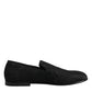 Black Jacquard Slip On Loafers Formal Shoes