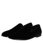 Black Velvet Slip On Loafers Formal Shoes