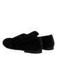 Black Velvet Slip On Loafers Formal Shoes