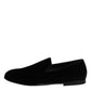 Black Velvet Slip On Loafers Formal Shoes