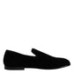 Black Velvet Slip On Loafers Formal Shoes