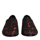 Red Black Jacquard Slip On Loafers Shoes