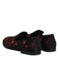 Red Black Jacquard Slip On Loafers Shoes
