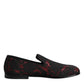Red Black Jacquard Slip On Loafers Shoes