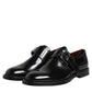 Black Leather Monk Strap Derby Formal Shoes