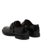 Black Leather Monk Strap Derby Formal Shoes