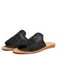 Black Monochrome Braided Raffia Slides Shoes