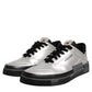 Metallic Silver Low Top Lace Up Sneakers Shoes