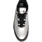 Metallic Silver Low Top Lace Up Sneakers Shoes