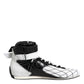 Black White Leather High Top Sneakers Shoes