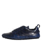 Dark Blue Leather Low Top Men Sneakers Shoes